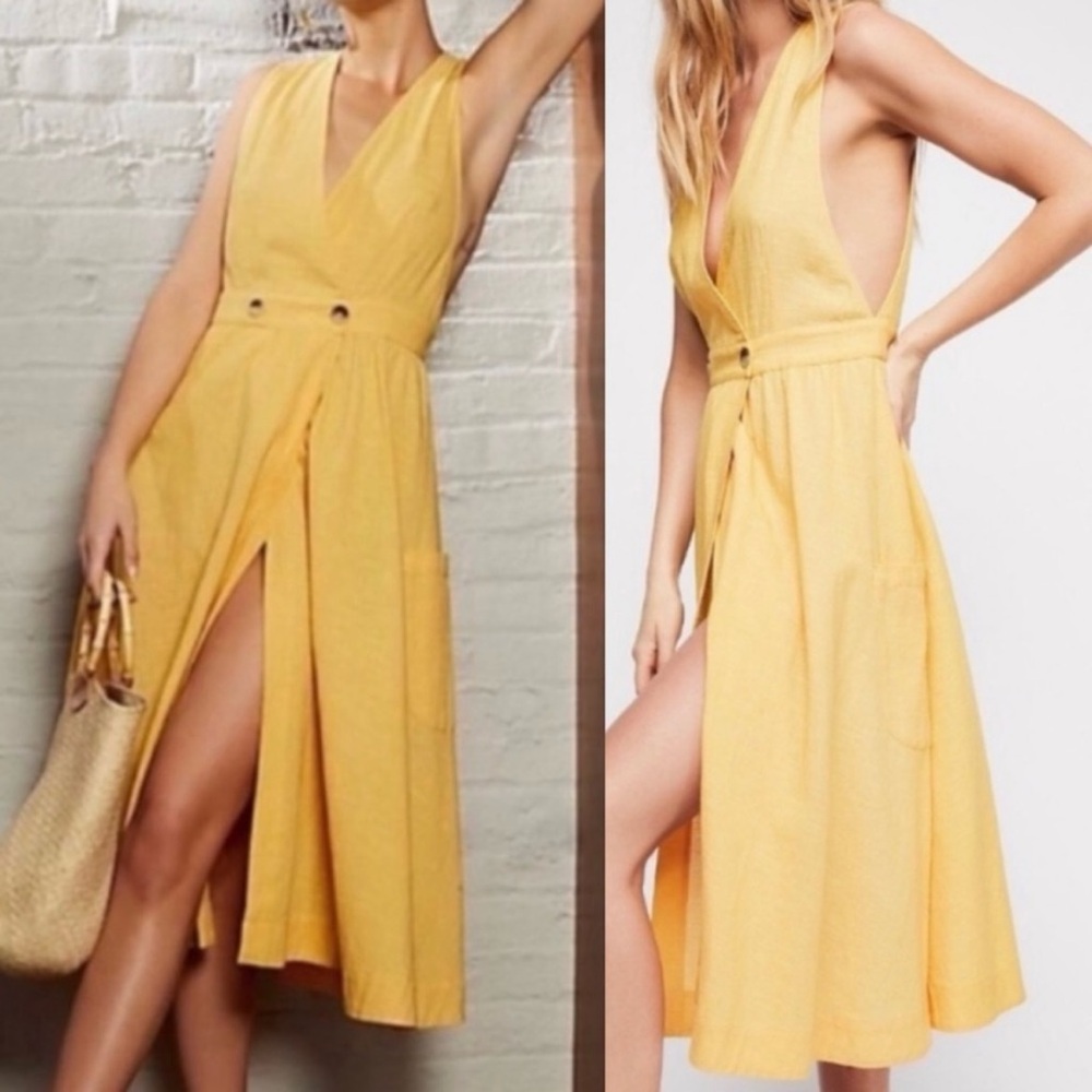 Free People Diana sleeveless cotton wrap dress size extra small